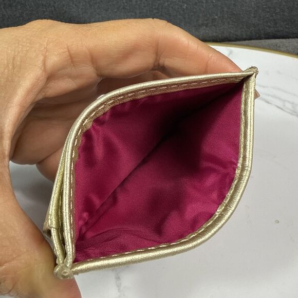 Coach Legacy North South Multicolor Stripe Champagne Leather Trim Card Case - Picture 3 of 4